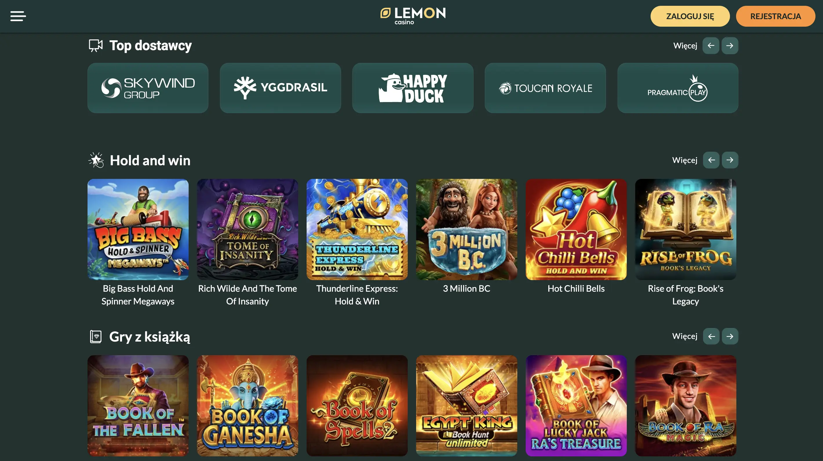 Automaty, gry stołowe i kasyno na żywo w Lemon Casino